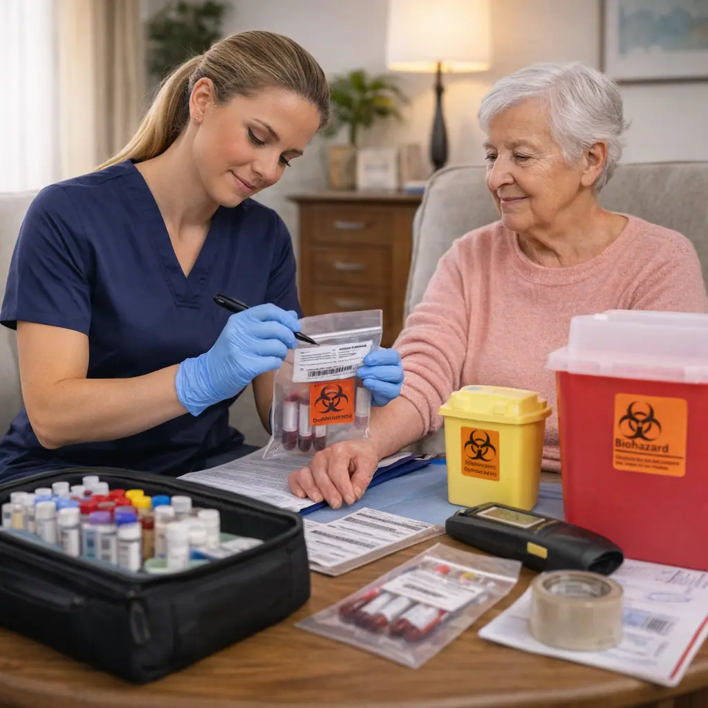 home phlebotomy visit labeling specimen